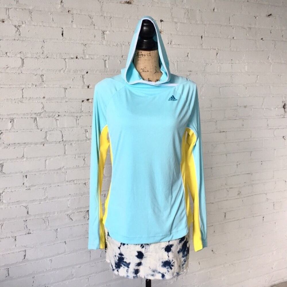Adidas WOMEN'S Lightweight Hoodie NWT AK HD Bluezest - SIZE MEDIUM - Picture 1 of 8